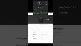 leetcode tshirt 👕 | 7200+ coins 🪙 | 1100+ problems solved #shorts