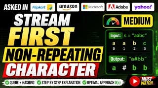 Non-Repeating Character Problem | Flipkart SDE-2 Interview Question